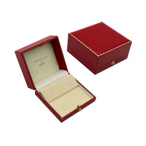 Maroon Leatherette & Velvet Jewellery Double Ring Cufflinks Gift Ring Box 