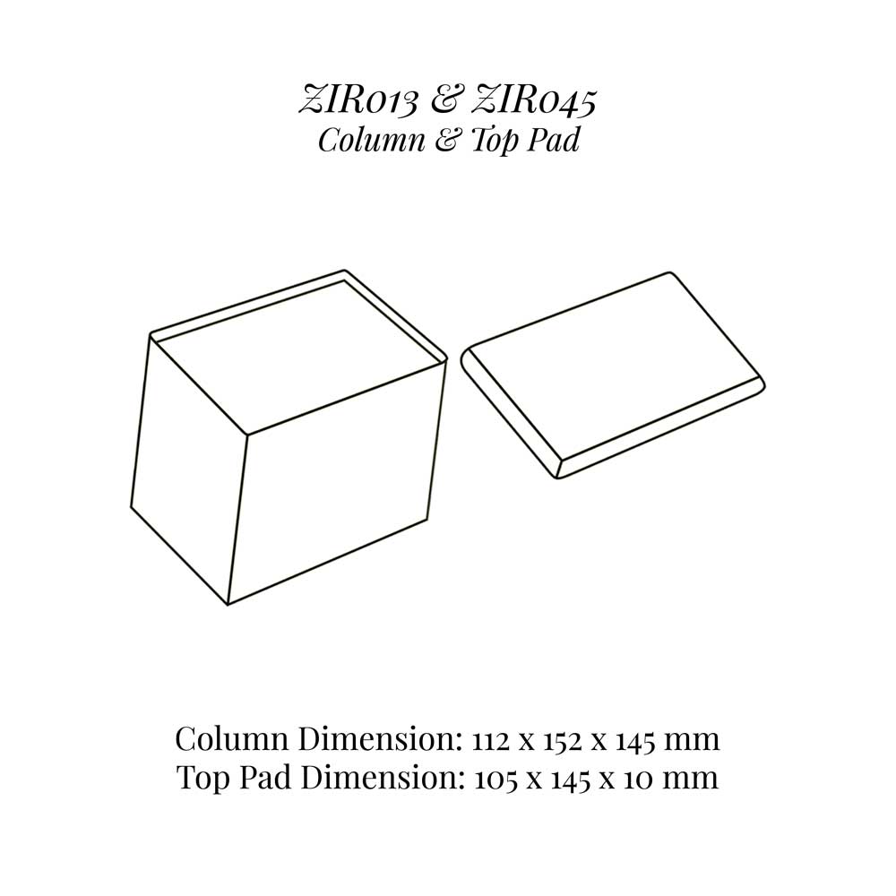 ZIR013 ZIR045 Medium Oblong Raiser Block Column w/ Top